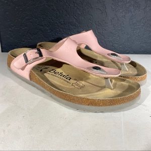 Betula BirkenStock Gazeh Pink Leather Thong Sandals Narrow Women